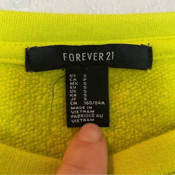 FOREVER 21 Neon Yellow/Green Crewneck Sweatshirt Size S - Picture 5 of 7